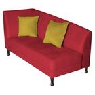 Recamier Heitor 140cm com Almofada Lado Direito Suede Vermelho/Amarelo - Amarena Móveis - Am Decor