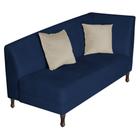 Recamier Heitor 185cm com Almofada Lado Esquerdo Suede Azul Marinho/Bege - Amarena Móveis - Am Decor