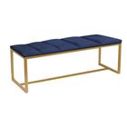 Recamier Industrial Carla 160cm Queen Size Quarto Box Cama Ferro Dourado material sintético Azul Marinho - Ahz Móveis