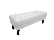 Recamier Luis Xv Capitonê Retrô 100cm Couro Branco Pés Madeira Mz Decor - Mazzero Decor