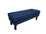 Recamier Luis Xv Capitonê Retrô 100cm Suede Azul Marinho Pés Madeira Mz Decor - Mazzero Decor