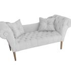 Recamier Sofá Estofado Para Sala de Estar Dubai Suede Branco - DL Decor - Doce Lar Decorações