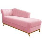 Recamier Vanessa 160cm Lado Direito Suede Rosa Bebê - Doce Sonho Móveis