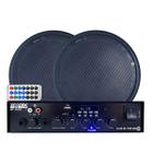 Receiver Mf9000 Bluetooth + 2 Arandelas Caixa De Som Preto