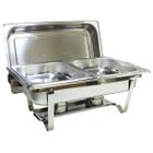 Rechaud Inox 9 Litros 1/2 Panelas Banho Maria 2 Cuba Buffet 7335-02