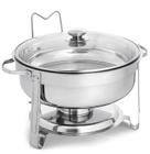 Rechaud Redondo 4 L Hercules Inox Tampa De Vidro Re-80