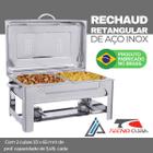 Rechaud Retangular de Aço Inox Banho Maria Tecnocuba Com 2 Cubas 1/2x65mm 3,45 Litros cada