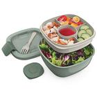 Recipiente salada empilhável Bentgo-1530ml, garfo reutilizável e livre de BPA (verde cáqui)