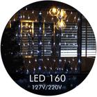 Rede Cordão de Luz Led 160 LEDs 8 Modos de Iluminação 2.2mx1,6m Branco Frio 127V ou 220V