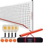 Rede de Pickleball Portátil 4 Paletas + Bolas + Bolsa - Resistente (Laranja)