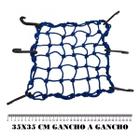 Rede Elástica Aranha Moto Bagageiro Redinha Azul Bic 35x35 Gancho A Gancho