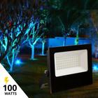 Refletor Led 100W Azul SMD Ip66 Resistente a Água Bivolt Jardim Iluminação