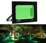 Refletor Led 100w Holofote Luz Verde Bivolt Jardim