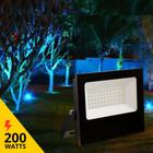 Refletor Led 200W Azul SMD Ip66 Resistente a Água Bivolt Jardim Iluminação