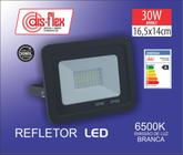 REFLETOR LED PRETO 30W 6500k 110 / 220V IP 66 SLIM, CAIXA 10 UNIDADES Cod.68.003