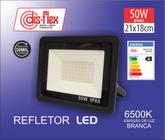 REFLETOR LED PRETO 50W 6500k 110 / 220V IP 66 SLIM , CAIXA 10 UNIDADES Cod.68.004