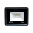 Refletor Led Slim/Fino Alumínio Preto 20W Branco-Frio 6000K