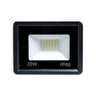 Refletor Led Slim/Fino Alumínio Preto 20W Branco-Frio 6000K