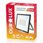 Refletor LED SLIM IP65 100 watts Bivolt 6500K Branco Frio OUROLUX