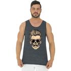 Regata Clássica Masculina MXD Conceito Skull Caveira Cabelo Arrepiado