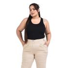 Regata Com Alça Cavada Plus Size Lisa Casual