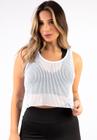 Regata Cropped Fitnes Telinha Blusa transparente Academia Moda Feminina