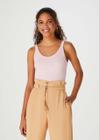 Regata Cropped Hering Feminina Decote Redondo Em Ribana - Rosa