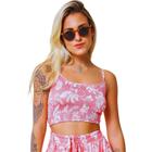 Regata Cropped Lastex Floral Maya Riu Kiu Rosa Coral 10610
