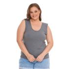 Regata Feminina Básica Plus Size Lisa Viscolycra Confort 2005.1A