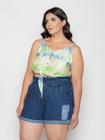 Regata Feminina Plus Size Alcinha Tie Dye Nó Com Botões Premium