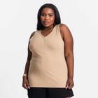 Regata Feminina Plus Size Em Ribana Canelada Secret Glam