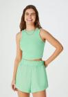 Regata Hering Feminina Cropped Decote Halter Neck Em Ribana - Verde