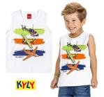 Regata Infantil Masculino em Meia Malha Aviões Kyly