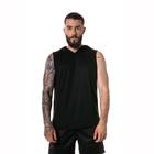 Regata Masculina Preta Capuz Oversized Longline