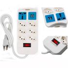 Régua de Energia 7 Tomadas 2 USB Bivolt Branco 110v/220v