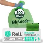 Reli. Sacos de lixo biodegradáveis de 16-25 galões (500 contagens a granel) Sacos de lixo ecológicos verdes 30 galões de força, 20 gal, oxo-biodegradáveis sob certas condições (consulte a descrição do produto)