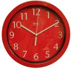 Relógio 6718 de Parede Alumínio 25 cm Vermelho Vidro Herweg