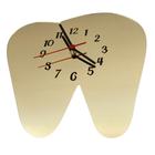 Relógio Acrílico Dente Dourado Sala Escritório Consultório Dentista