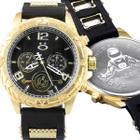 Relogio Analogico Masculino Orizom Aço Inox Dourado e Preto Qualidade Premium Pulseira Ajustavel Original Presente Casual