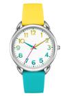 Relógio Bisley Women com pulseira de silicone amarelo/azul, estojo de 38 mm