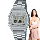 Relógio Casio Feminino Digital Vintage Glitter Prata B640WDG-7DF