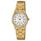 Relógio CASIO feminino dourado branco metal LTP-V002G-7B2UDF