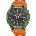 Relógio CASIO G-SHOCK verde laranja anadigi GA-2100HC-4ADR