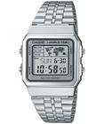 Relógio CASIO unissex world time digital prata A500WA-7DF