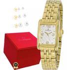 Relógio Champion Dourado Feminino CN28366H Pequeno Banhado Ouro 18k
