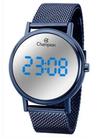 Relógio Champion Feminino Digital - Redondo Azul Visor Espelhado com Pulseira de Esteira