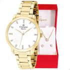 Relógio Champion Feminino Dourado Analógico CN25261W + Pulseira Berloques