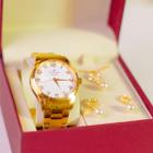 Relógio Champion Feminino Dourado com Kit semi jóias Colar e Brincos Original