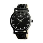 Relogio Champion Feminino Grande Preto Pulseira De Couro