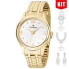 Relógio CHAMPION KIT feminino dourado strass CH25990W